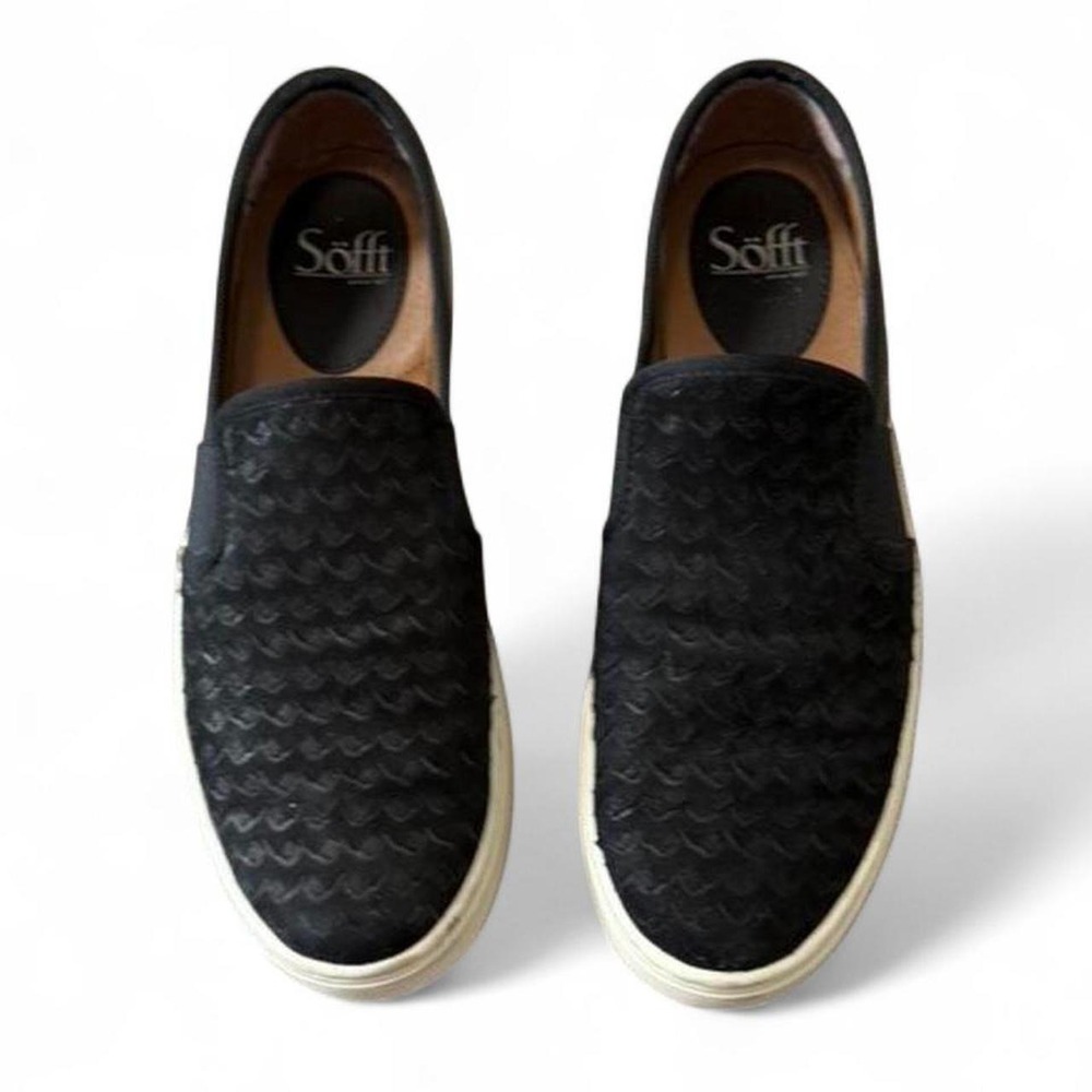 Sofft Black Woven Leather Slip On Sneakers, Women's‎ Size 9
